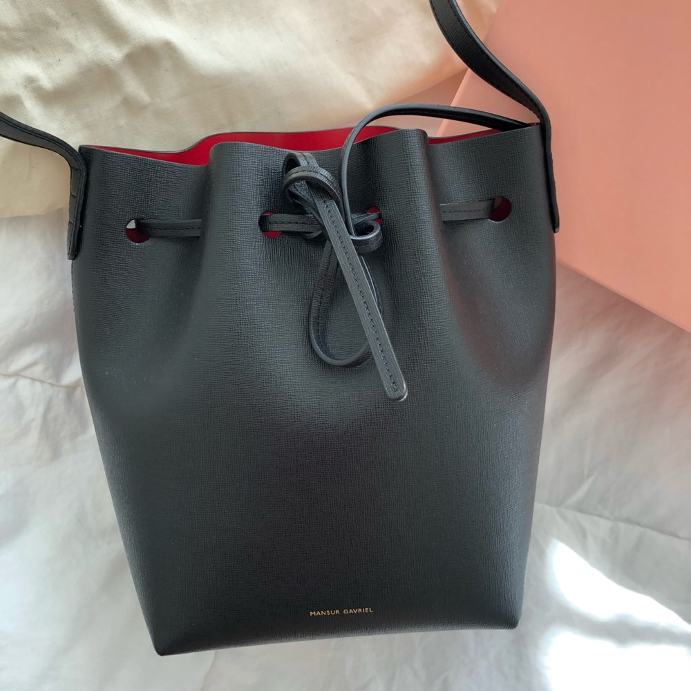 Mansur Gavriel Saffiano Mini Bucket Bag (NEW)